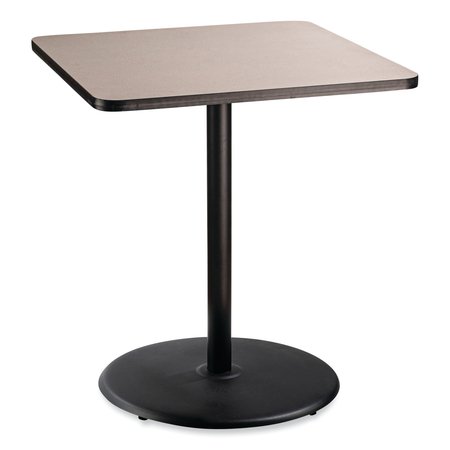 NATIONAL PUBLIC SEATING Cafe Table, 36w x 36d x 42h, Square Top/Round Base, Gray Nebula Top, Black Base CT33636RB1GY